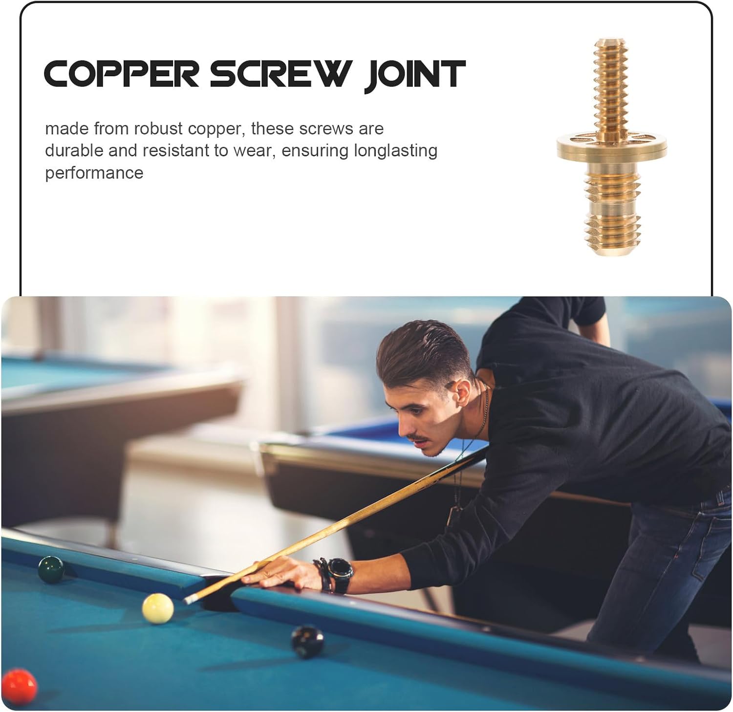 NUOBESTY Brass Pool Cue Joint Screw 3/4 Billiard Cue Joint Connector with Extended Handle Design for Easy Installation and Quick Removal Golden Pool Stick Accessory