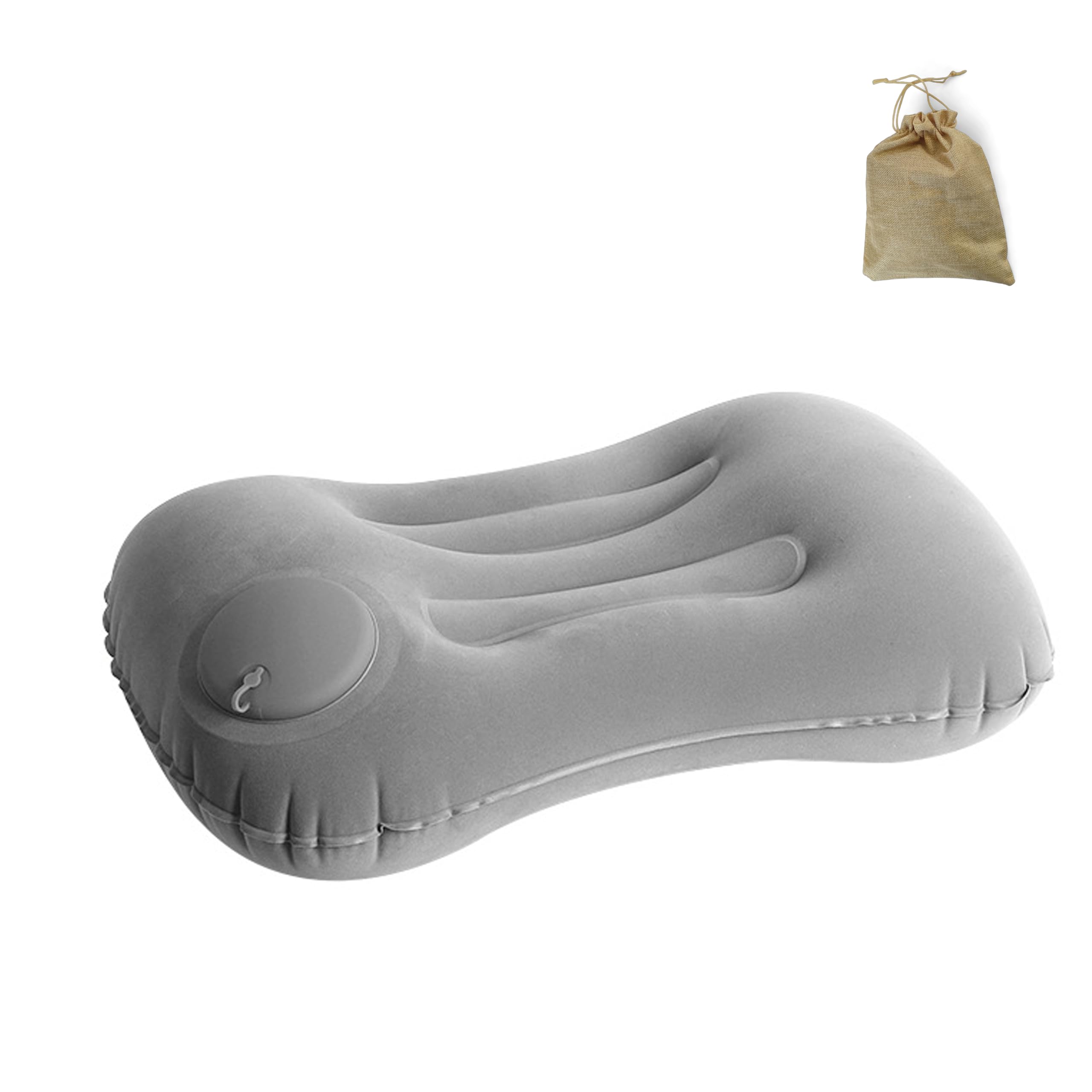 Tourable’s Hand Inflatable Travel Air Pillow with Pouch - Odour Free, Soft, Washable, Compact Pillows for Flight, Train, Car Trips & Camping - Lower Back & Neck Support (Velvet Gray)-image-29