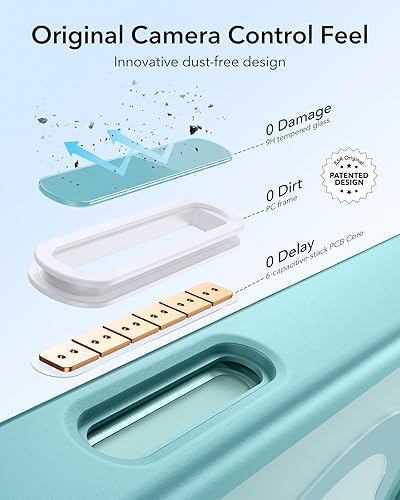 Vista 268 de ESR - Funda para iPhone 15 compatible con MagSafe, funda protectora de grado militar con soporte integrado, cubierta trasera resistente a