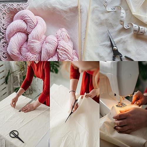 Miniatura 4 de Tela de muselina de algodón de 63 pulgadas x 2 yardas, lino natural sin blanquear, tela ligera para materiales de costura, proyectos de