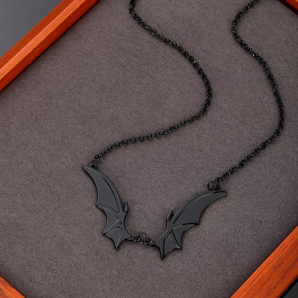 Gothic Bat Necklace Bat Earrings Punk Cool Black Bat Jewelry Sets Vampire Bat Earrings Goth Bat Wings Necklace Gothic Halloween Party Jewelry For Women Gifts - Image 5