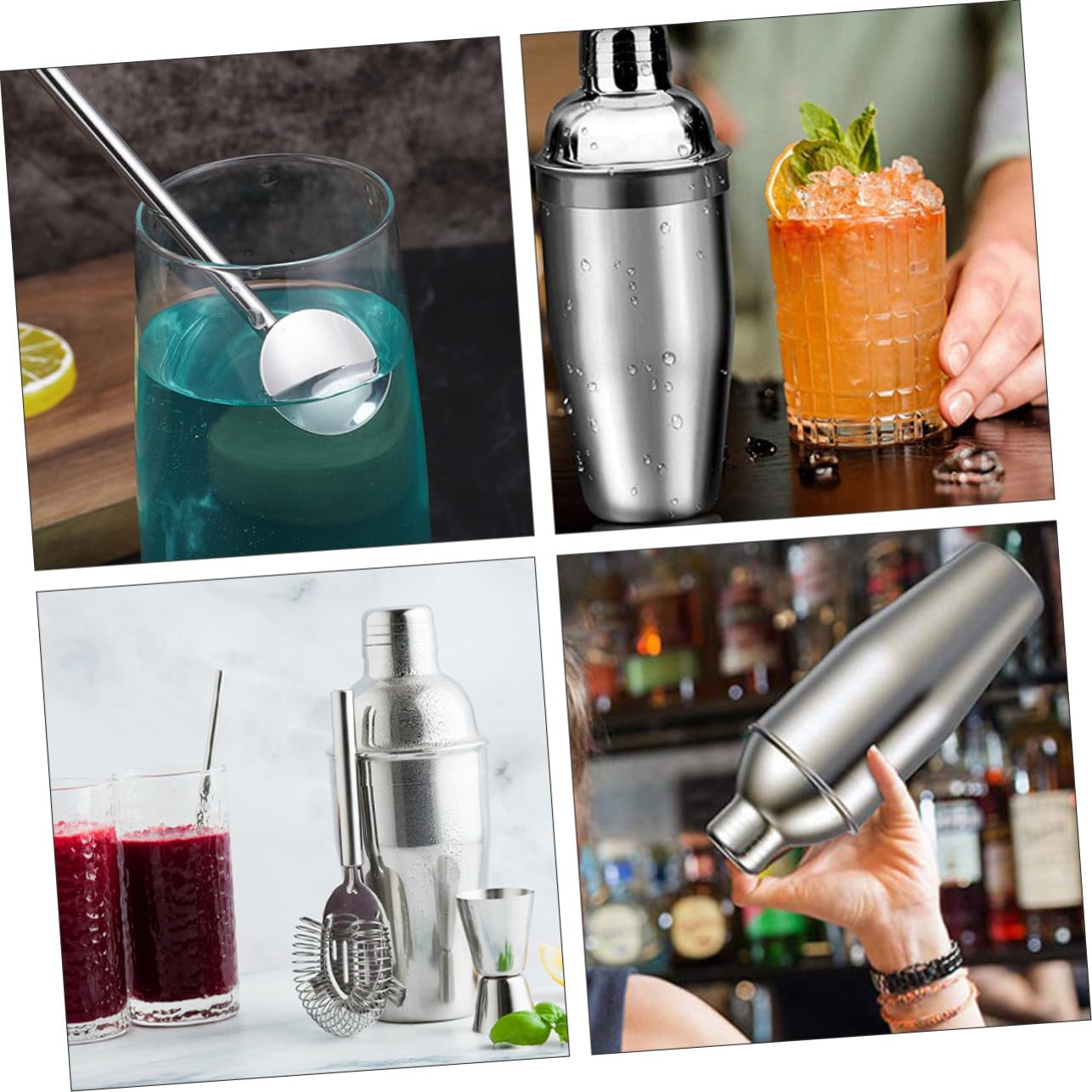 5 pezzi Accessori Bartender in Acciaio Inossidabile Misurino Cocktail Cucchiaio e Jigger per Preparazione Drink Resistente Design Moderno ed per Bar e Casa