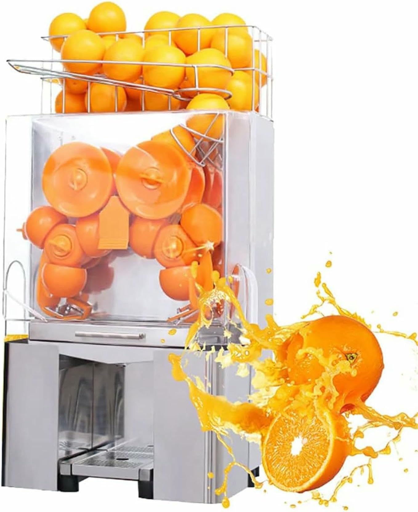 MYUYEE Electric Orange Squeezer, Stainless Steel Citrus Juicer, 120W Commercial Orange Juice Squeezer, Fruit Juicer Machine, Juice Slag Separation, Used