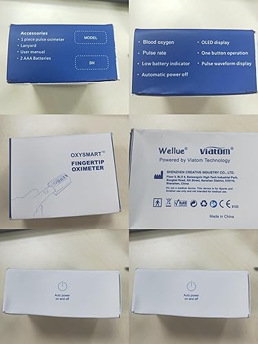 Miniatura 7 de Wellue - Pulsioxímetro de dedo 60F monitor de saturación de oxígeno en la sangre con alarma pilas bolsa de transporte y cordón para el uso de