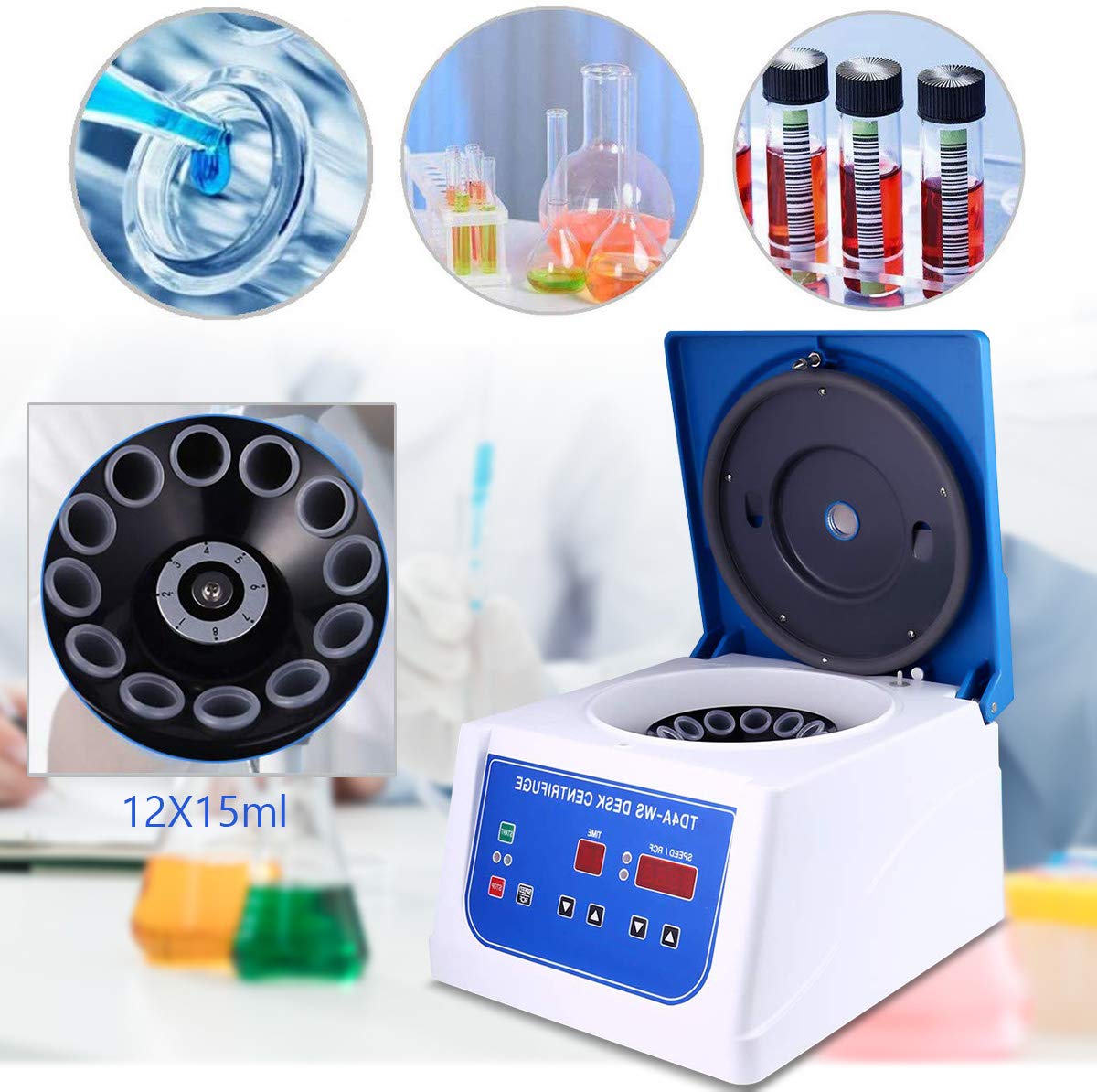 InLoveArts Centrifuga da Laboratorio, Centrifuga PRP con display digitale, regolabile da 500~4000 RPM, per provette da 12 15 ml