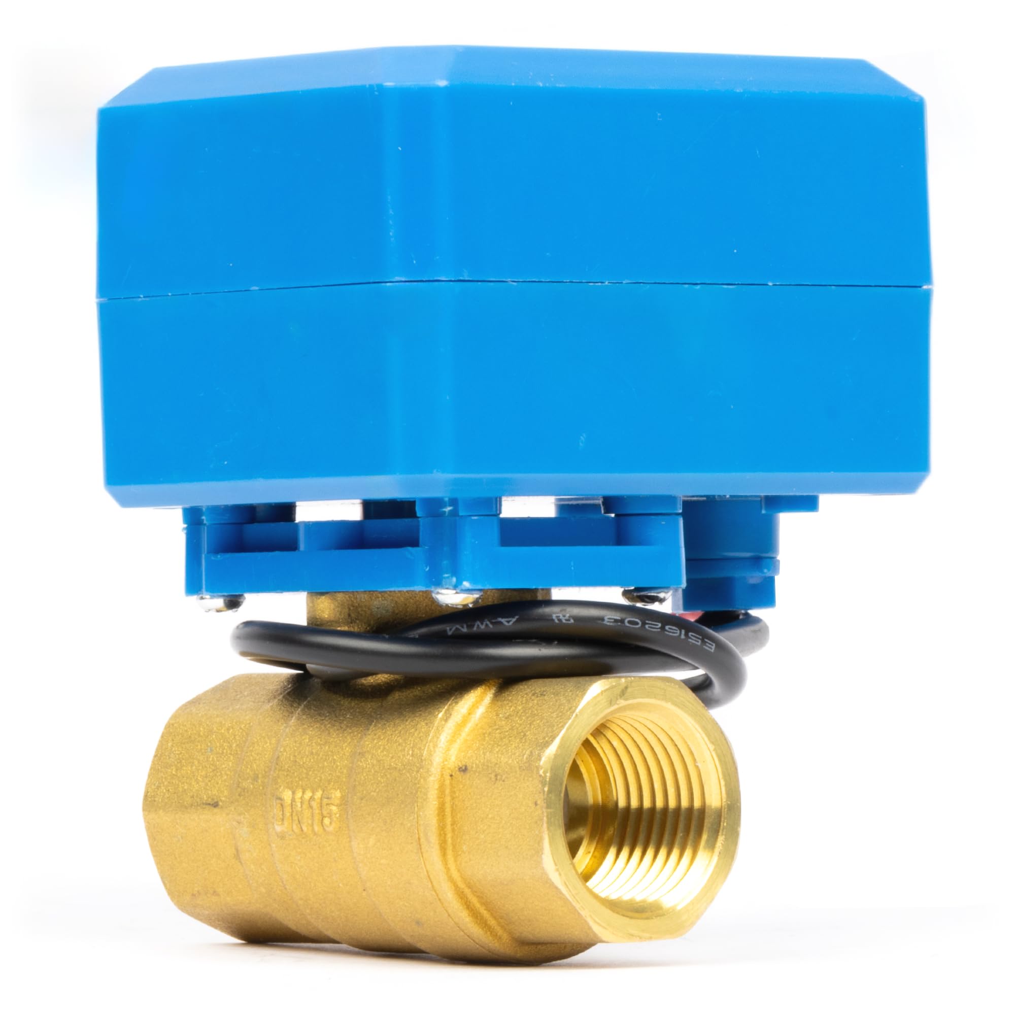 Valvola a sfera motorizzata in ottone da 1/2", ritorno automatico a 2 fili, 9-36 V AC/DC con 2 spie, normalmente chiusa