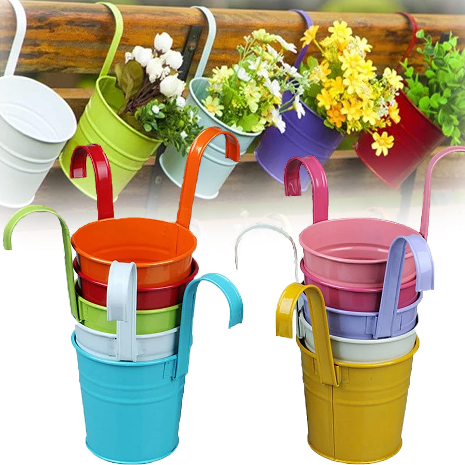 Buy Supmaker 10Pack Metal Iron Hanging Flower Pots,Vase Hanging Balcony