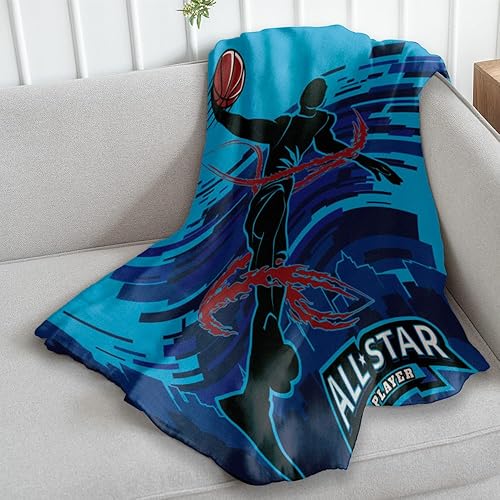 Manta de baloncesto súper suave de 50 x 60 pulgadas para dormitorio, sala de estar, primavera, vacaciones, niños, bebés, adultos y decoración,