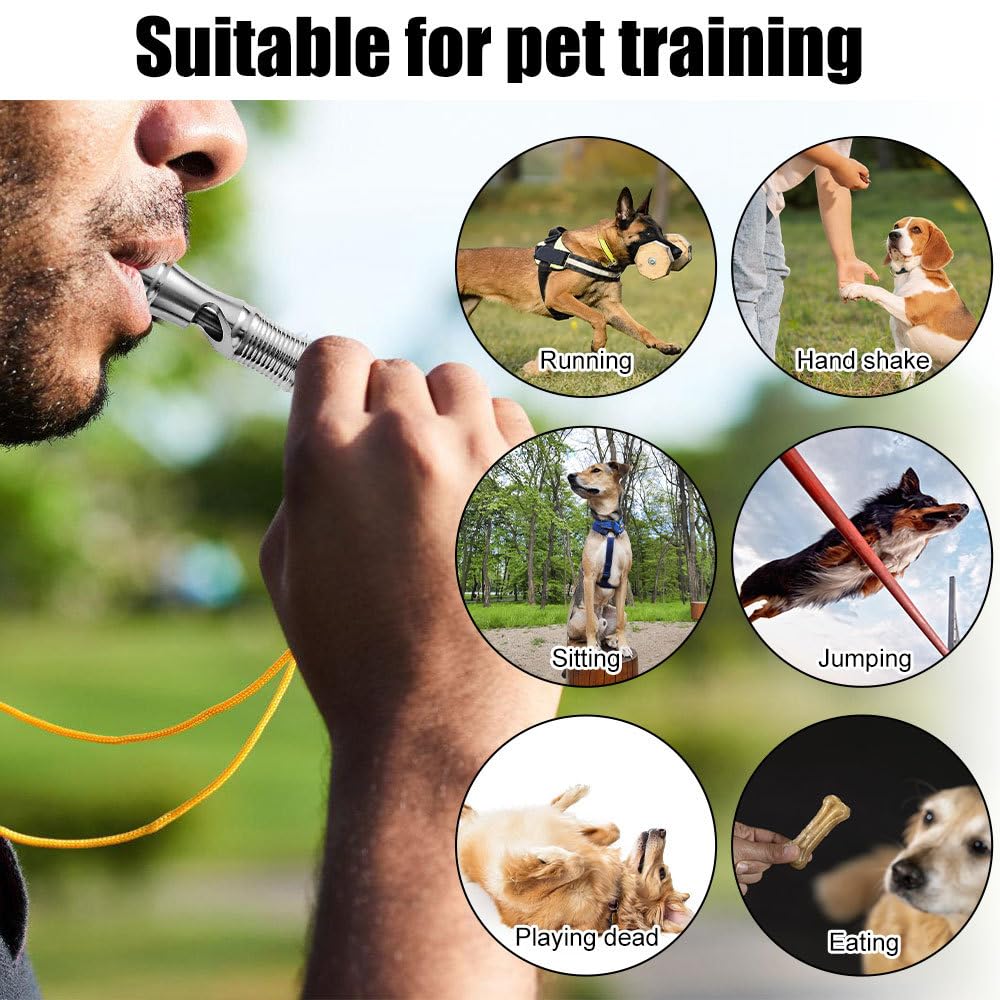 DONGKER Sifflet pour Chien,Sifflet d'urgence en Titane 120 DB avec Fermoir de Suspension pour Animaux de Compagnie,Entraînement,Sauvetage,Randonnée,Camping,Sports