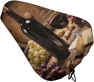Waterproof Bicycle Seat Covers Wine Bottle Grape Bike Seat Cover | Universal Bicycle Saddle Cover with Drawstring, Rain Dust & Sun Protection Bike Seat Cushion Cover for Road, Mountain Bikes