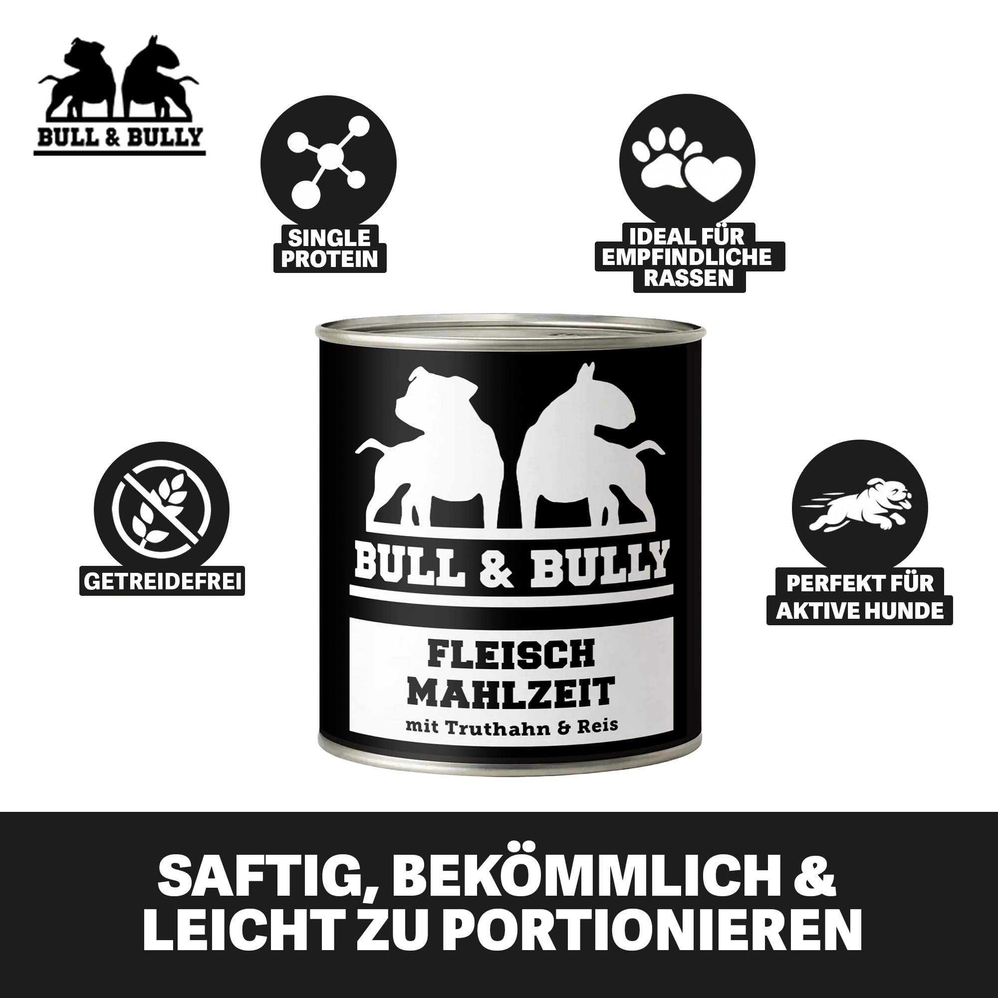 Hundefutter Nass 800g 12x Fleischmahlzeit Truthahn mit Reis
