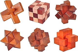 MAGIKON Brain Teaser Cube Puzzle Toy in Storage Box,Kongming Lock for Teens and Adults- Level 6 of 10 (Brain teasers,Set of 6)