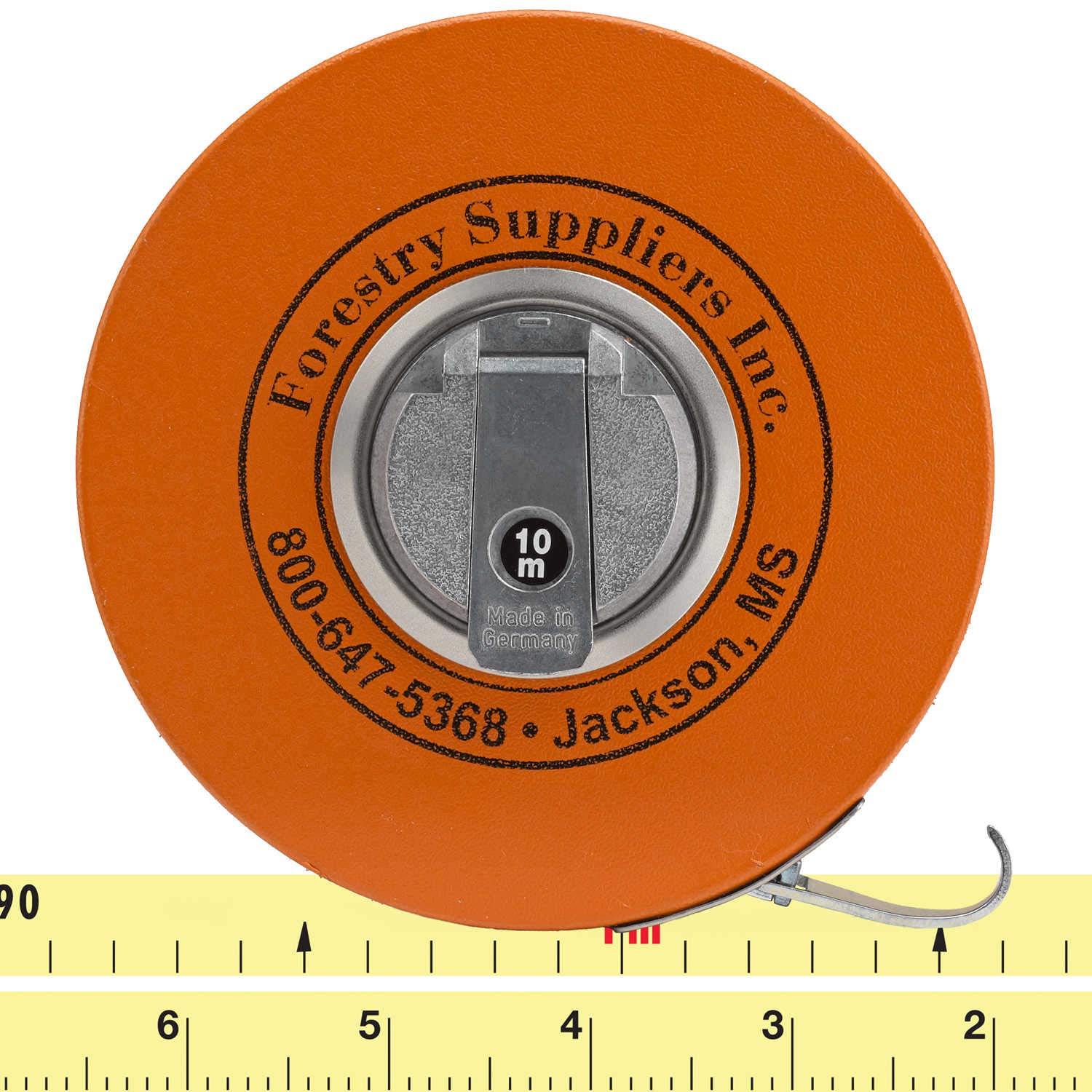 Forestry Suppliers Metric Fabric Diameter Tape (320 cm) | Case Dimensions: 4-7/8˝ x 1-1/8˝| Claw Hook & Handcrank Rewind | CM, MM & in, M