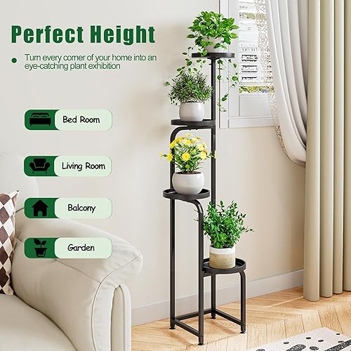 Miniatura 2 de Soporte para plantas para interiores y exteriores, estante de metal de 4 niveles para múltiples plantas, soportes de flores de esquina para sala de