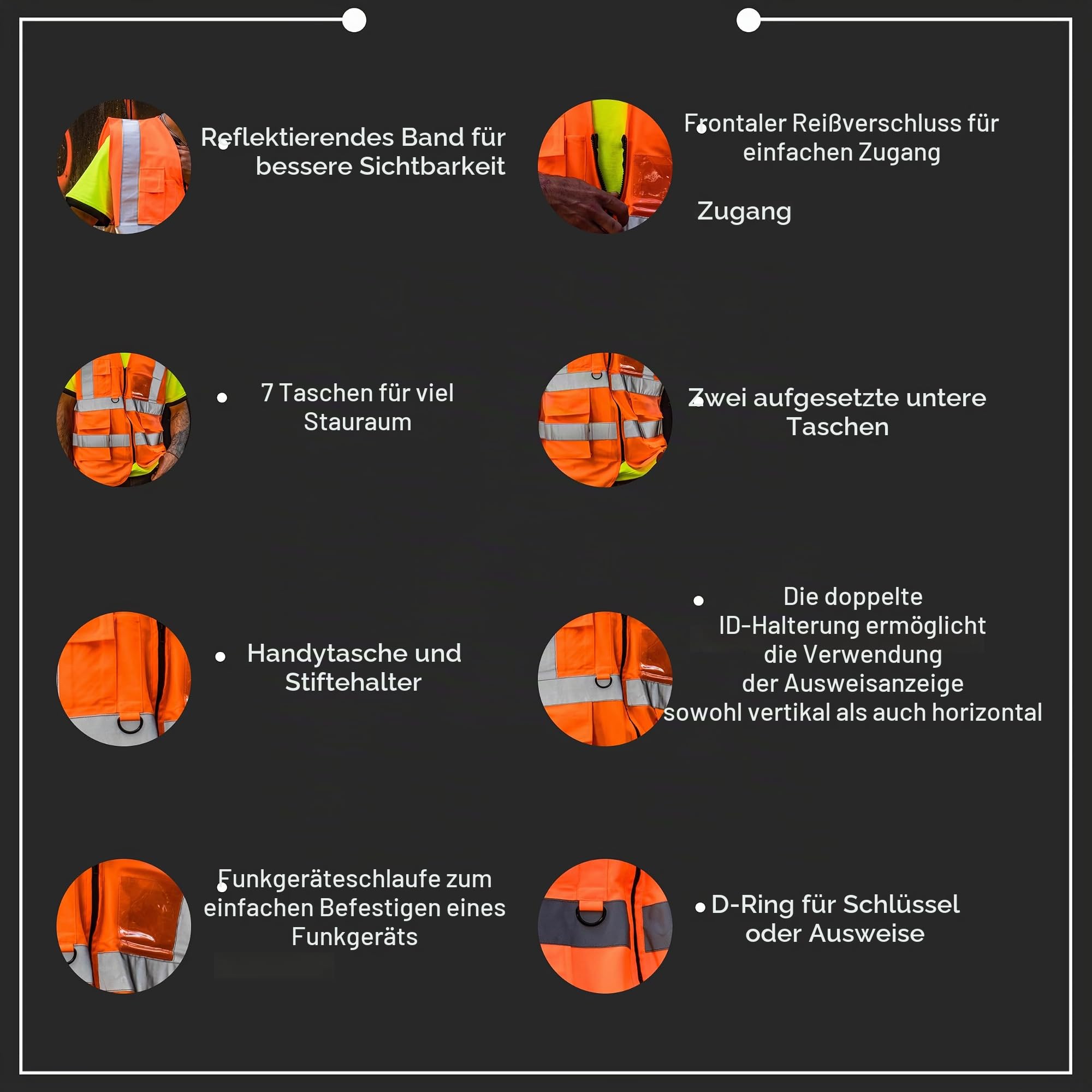 Apparel Warnweste für Herren & Damen - Warnschutz Arbeitsweste Sicherheitsweste - Reflektierende Streifen - Sicherheitswarnweste - Hohe Sichtbarkeit Reflektierende Weste - Arbeitsweste