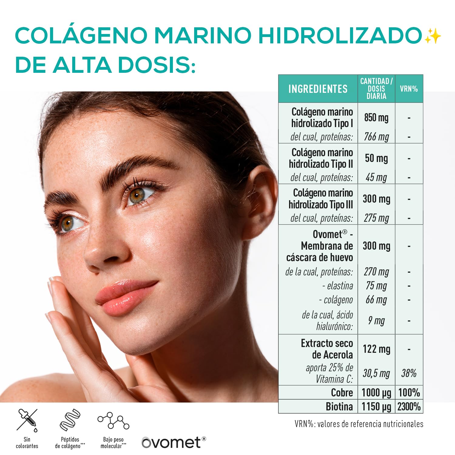 Multi Colágeno Complex Hidrolizado Marino con Ácido Hialurónico, Vitamina C, Biotina y Magnesio | Colágeno Tipos I, II, III, V y X | 60 Comprimidos para Piel, Cabello y Articulaciones