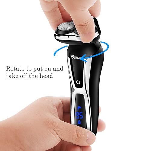 Miniatura 5 de SURKER Máquina de afeitar eléctrica inalámbrica para hombres, recortadora de pelo de nariz 3 en 1, kit de aseo más 1 cepillo de limpieza facial,