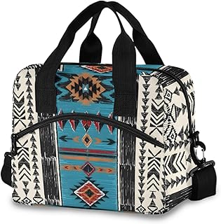 Western Aztec Insulated Lunch Bag Indian Tribal Lunch Box Reusable Lunch Tote Bag for Women Men Adult Cooler Bag with Adjustable Shoulder Strap Leakproof for Work School Picnic