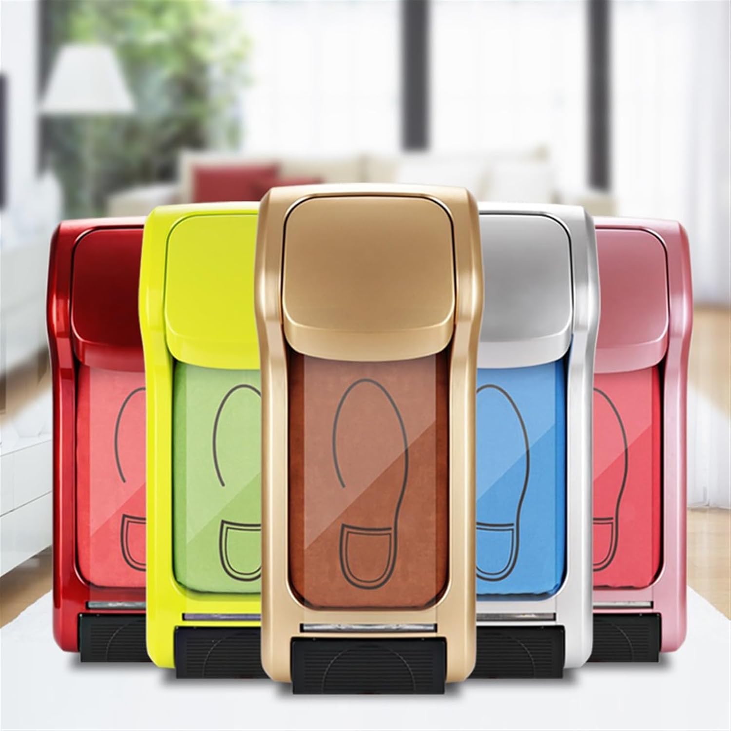 Shoe Cover Machine Door Shoe Cover Machine Automatic Home Smart Stepping Lazy Shoe Film Machine Foot Cover Machine Shoe Cover Box Shoe Covers Dispenser (Color : Rose Gold)