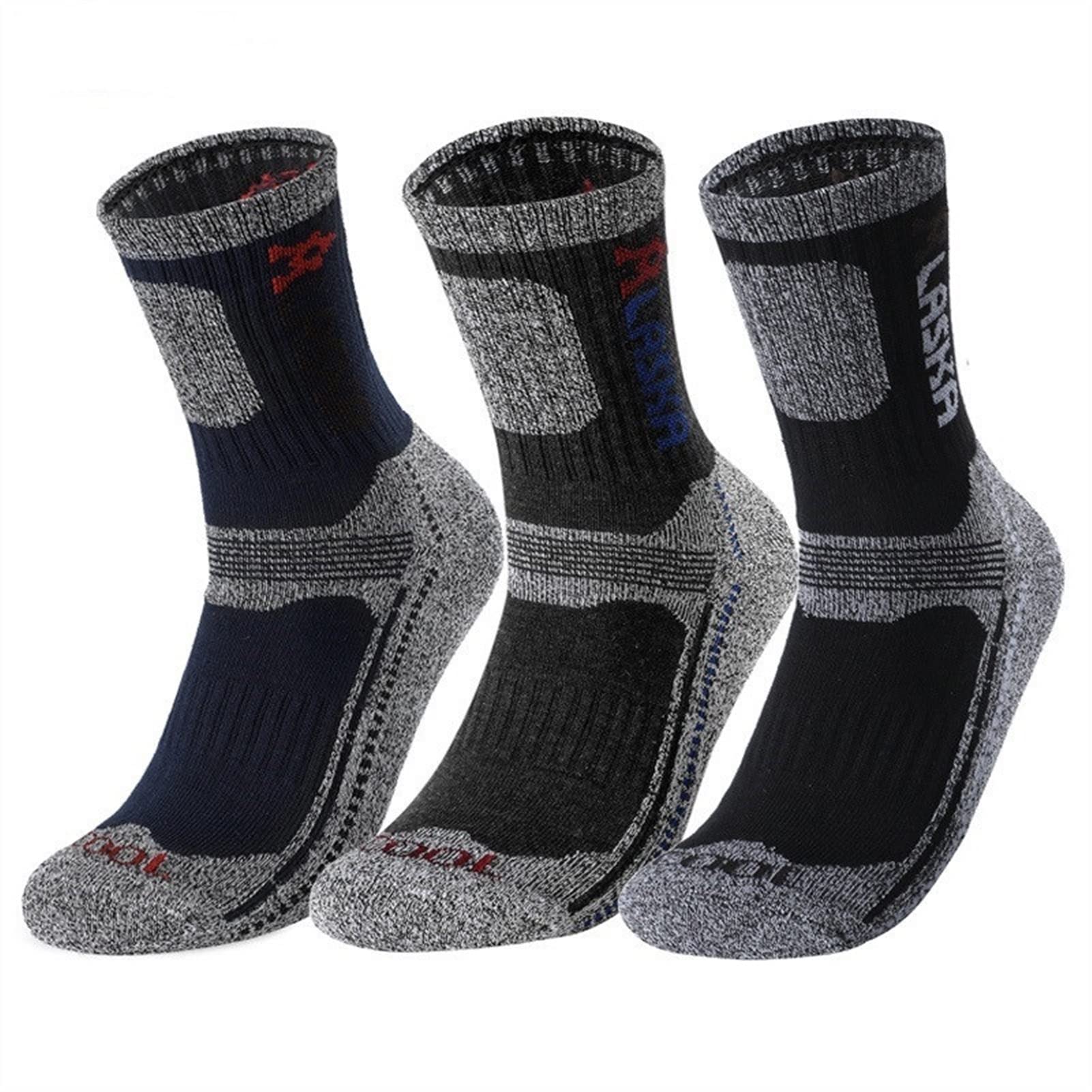 3 pares / conjunto de los hombres de invierno calcetines espesar de algodón térmico + poliéster calcetines deportivos toalla de la toalla de la escalada de la toalla que camina montando calcetines mas