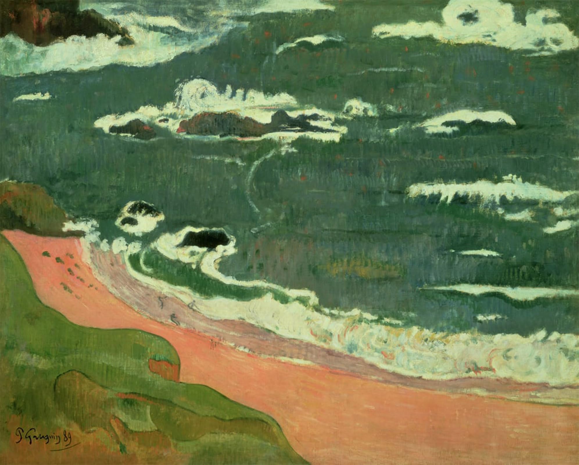 ARTXLXXBN Famous Painting Canvas Artwork Graffiti Print Beach At Le Pouldu by Paul Gauguin Portrait Canvas Image for Home Decor 60x90cm