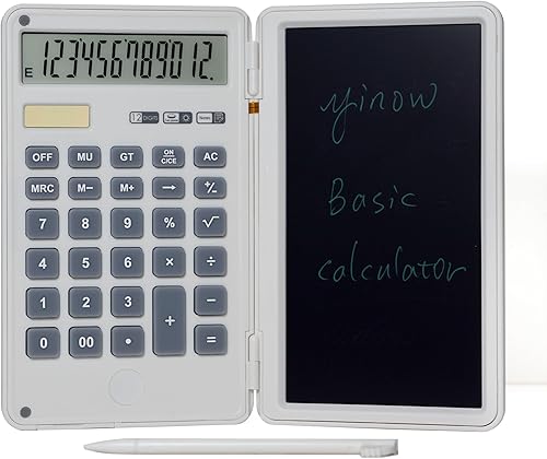 Miniatura 1 de Calculadora básica con tableta de escritura LCD, pantalla de 12 dígitos, tamaño de bolsillo portátil, calculadoras solares portátiles para escuela,