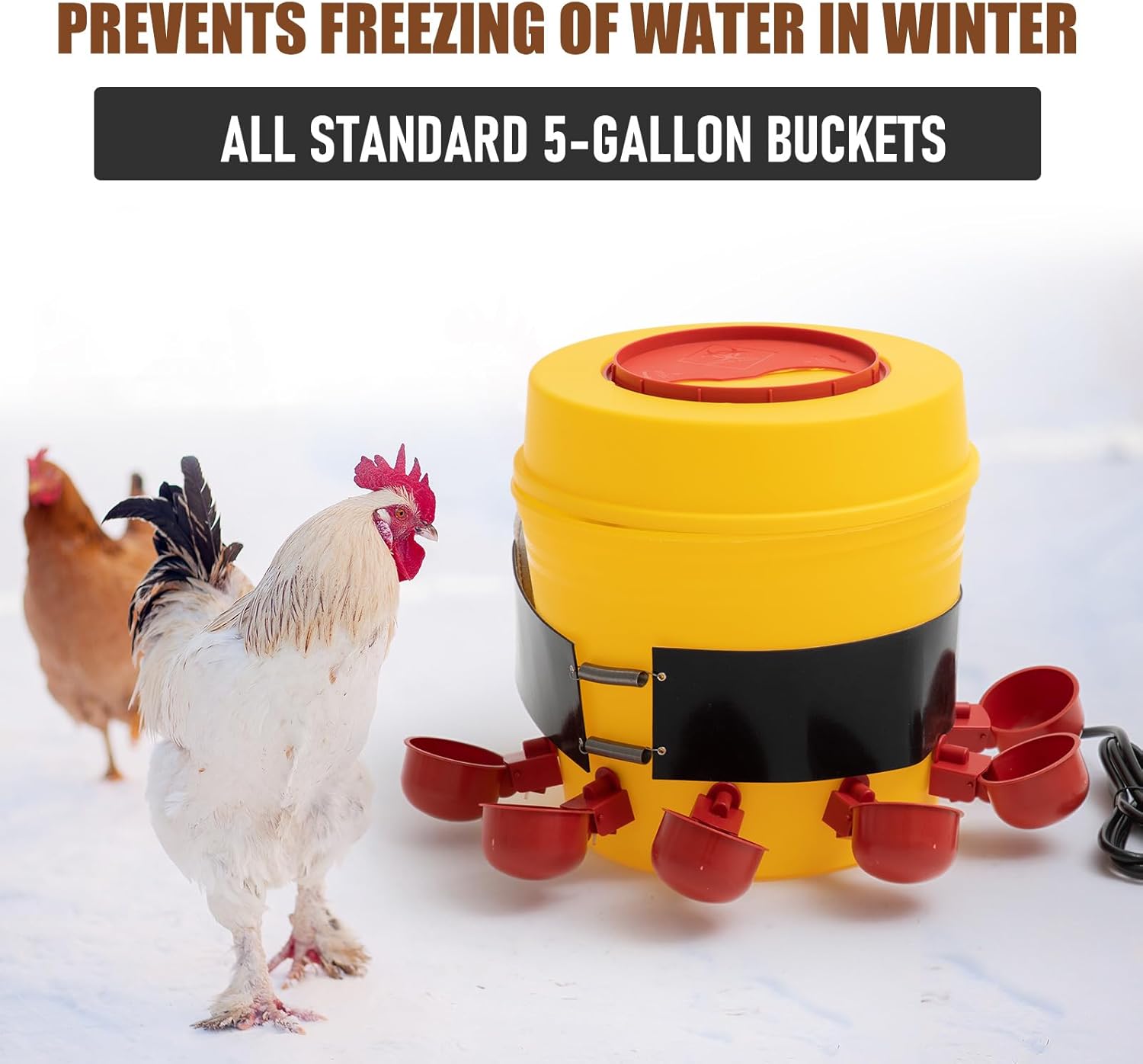 Thermostat Chicken Waterer Heater Self-Regulating Heating Bucket Belt for 2-5Gal Bucket with 6ft Power Cord for Freezing Winter Thermostat Chicken Water Insulation(Classic 2set)