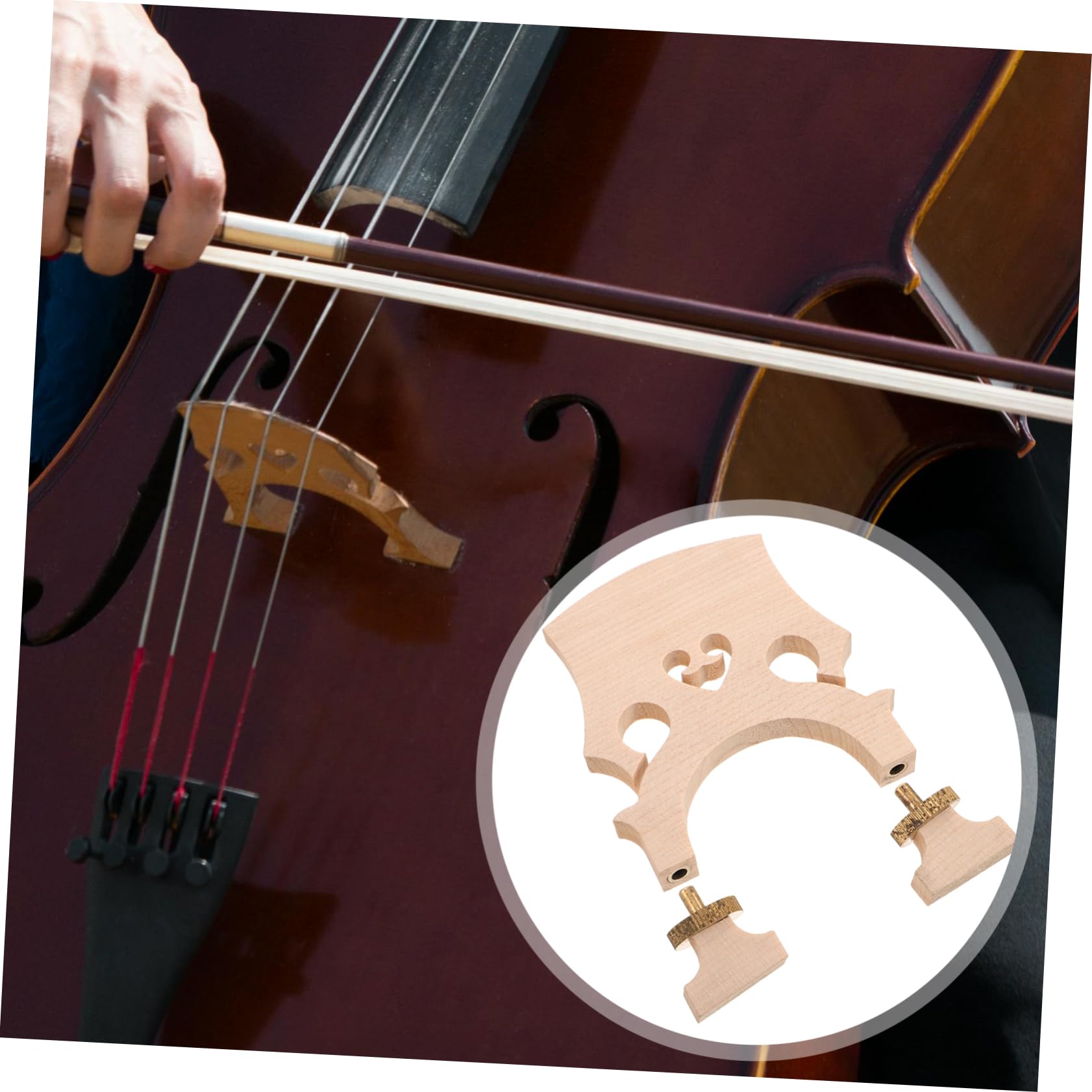 BESTonZON Chevalet de Violoncelle Réglable en Bois D'érable 3/4 Options de Pont Haut et Bas, Conçu pour Performance et Écoles