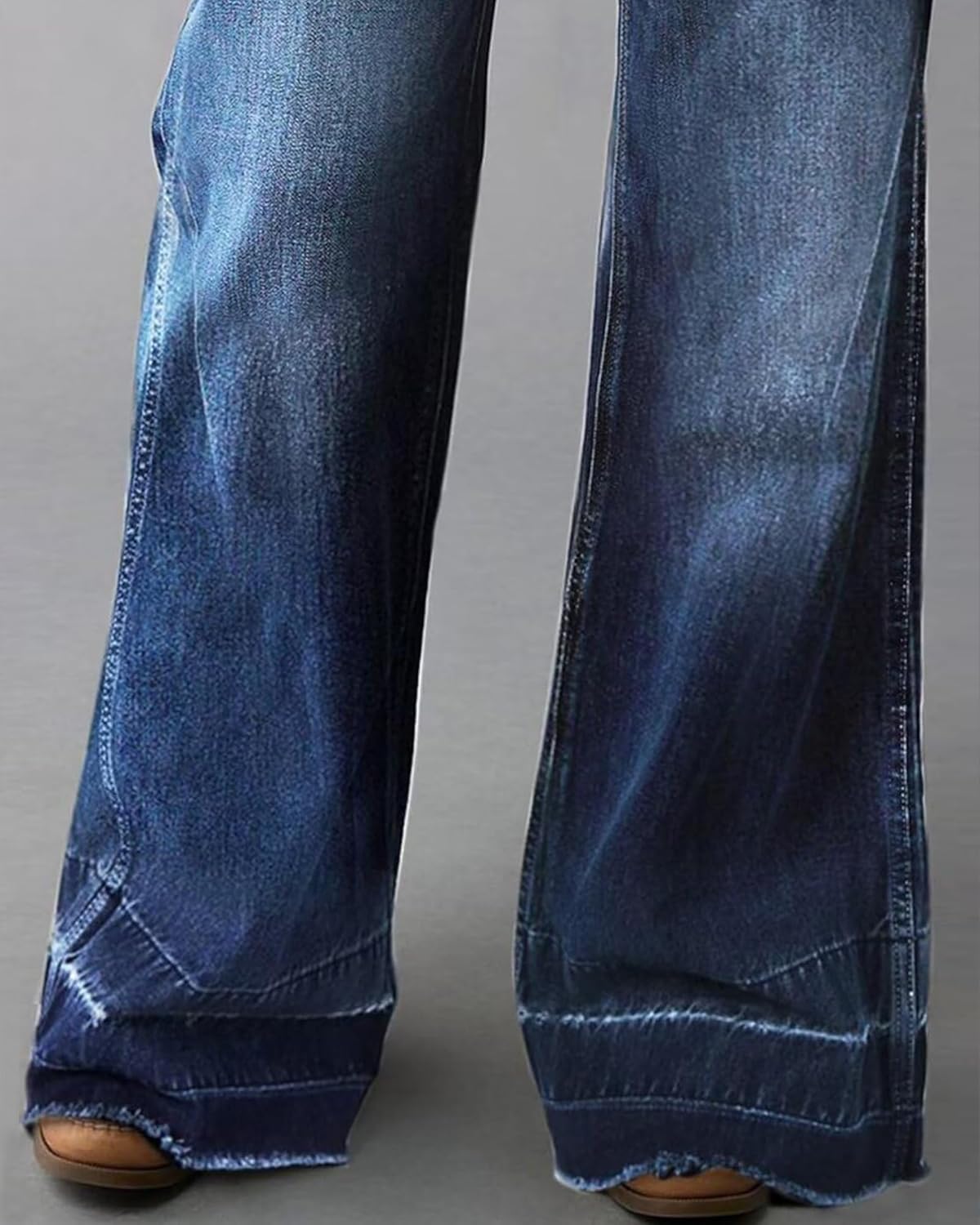 Wide Straight Leg Stretchy Jeans for Women Mid High Waisted Baggy Denim Pants with Deep Pockets. - Image 5