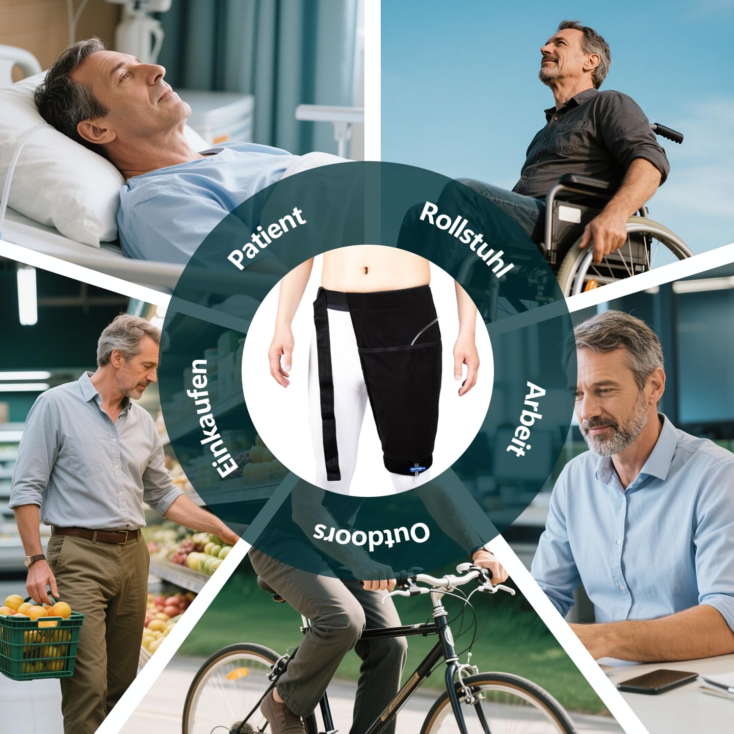 2 Stück Urindrainage Beutelhalter, Katheter Beinbeutel Halter, Taschen für Urinbeutel/ 2000 ML Große Kapazität, Beinbeutel für Urinbeutel, Verstellbares Band für Taille und Beine