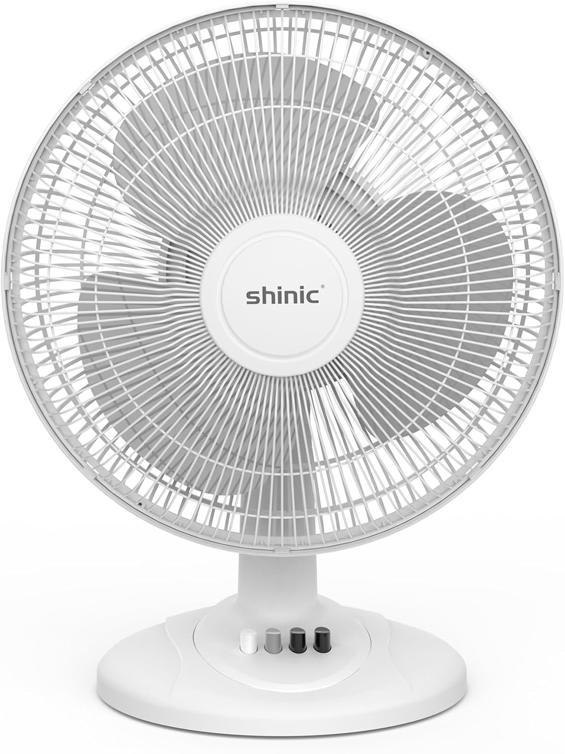 shinic 12-Inch Oscillating Table Fan, 3-Speed Quiet Desk Fan with Adjustable Tilt & Safety Grill, ETL Listed Portable Tabletop Fan for Bedroom, Home Office, Kitchen, Dorm
