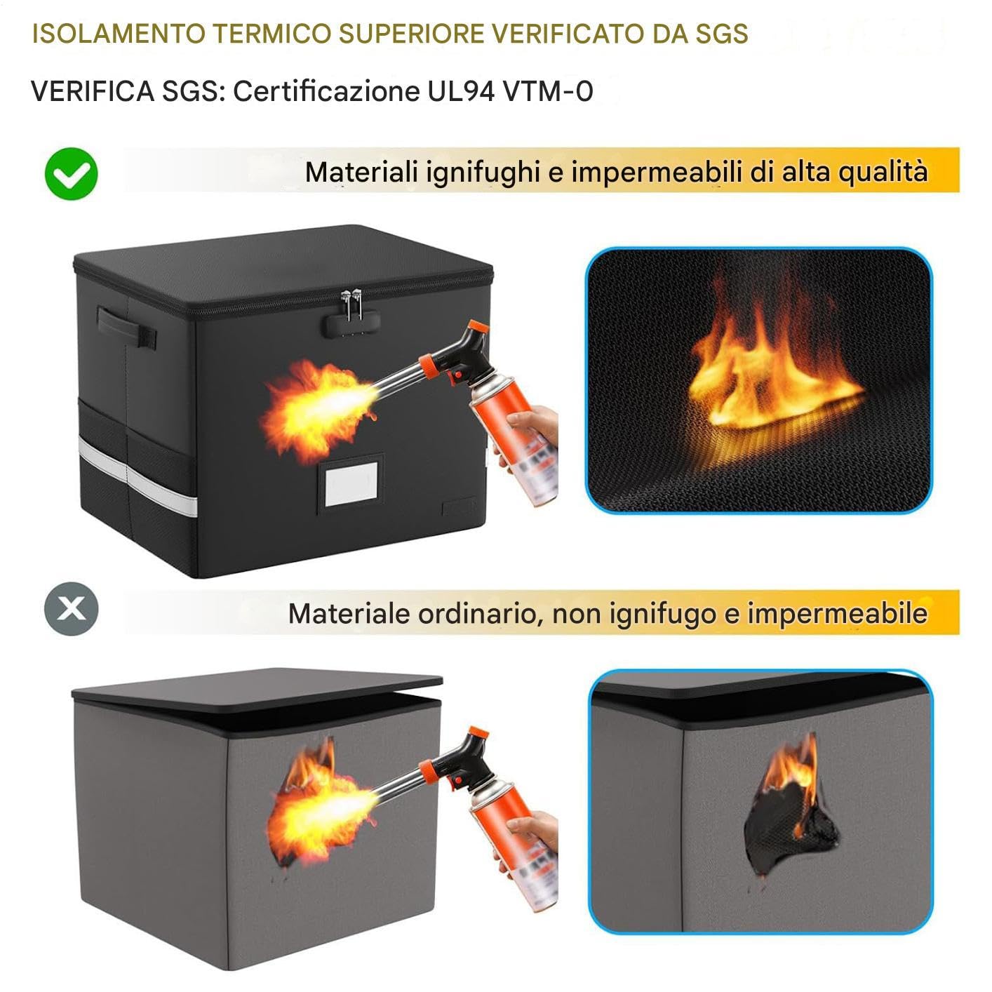 Scatole Di Archiviazione Per Dischi - Cassetta di Conservazione con Coperchio e Maniglie per Collezione di Album di Valore - Porta Documenti Organizzatore Impermeabile e Resistente al Fuoco per