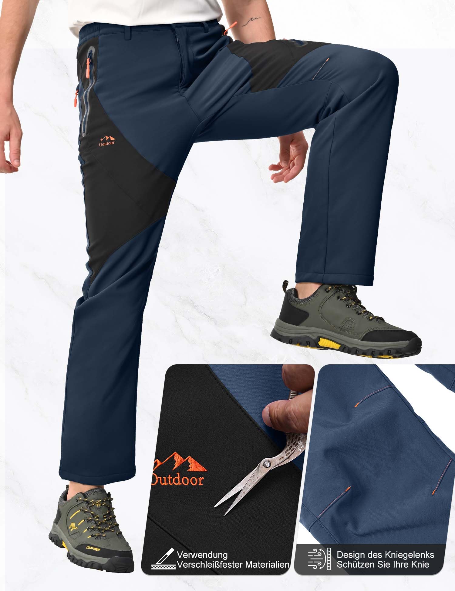 HFDWYJ Uomo Impermeabile Hiking Pants Outdoor Snow Ski Pesca Fleece Foderato Isolato Soft Shell Pantaloni Invernali