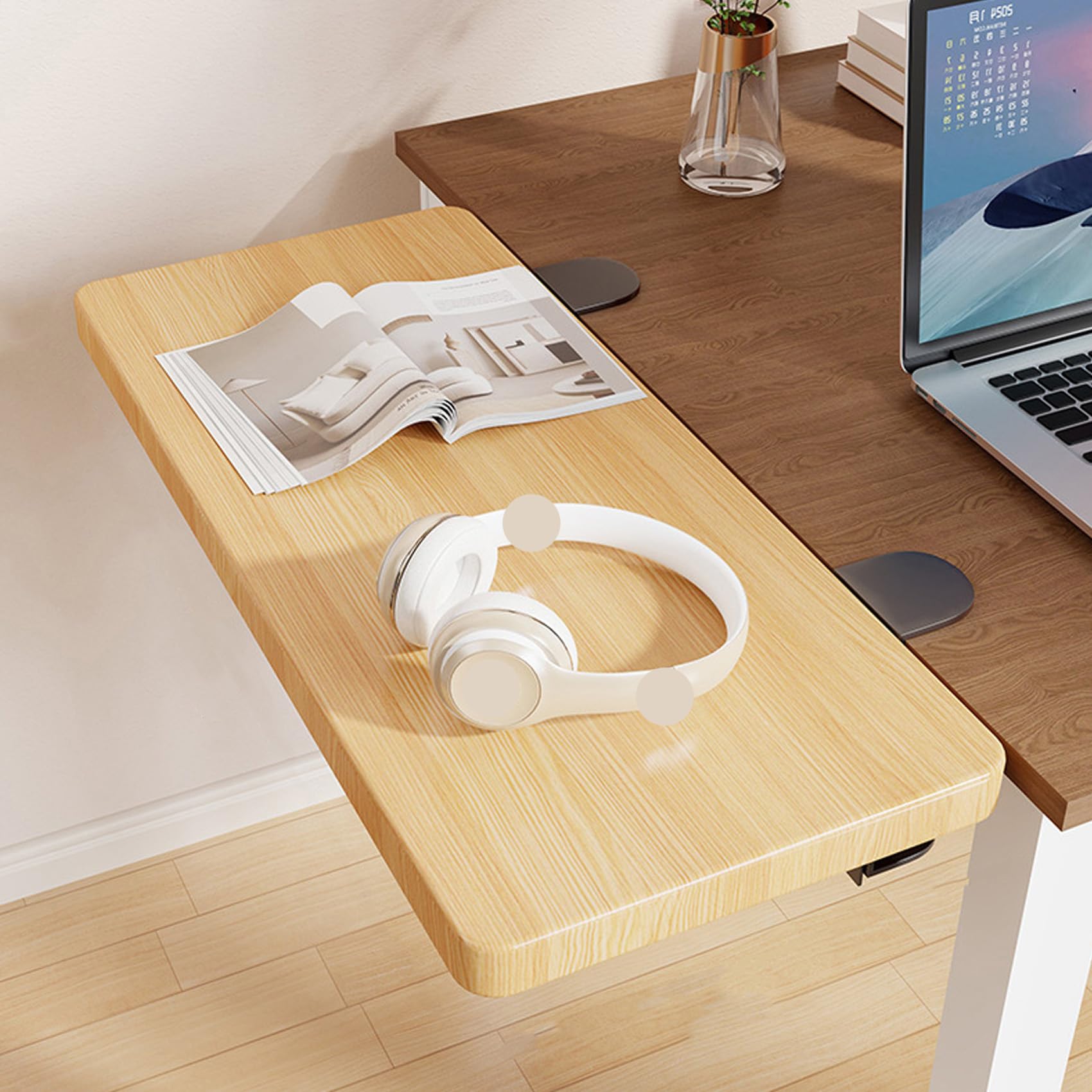 Beige,50 * 25,Bandeja de extensión ergonómica de Escritorio, Bandeja de extensión de Escritorio de 70 * 25cm, Abrazadera sin Perforaciones, Bandeja Plegable para cajón de Teclado