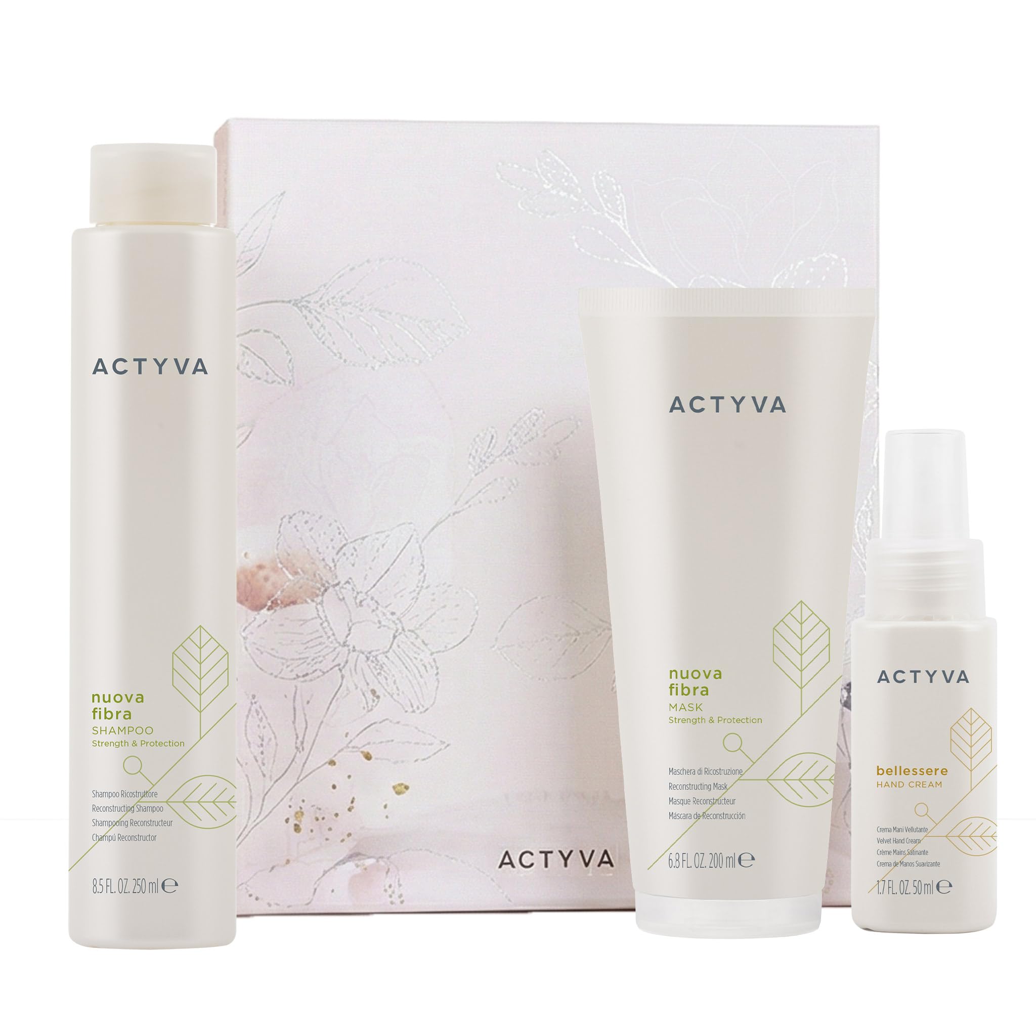 Actyva Nuova Fibra Kit Ricostruzione Danneggiati Routine | Shampoo ricostruttore per capelli sfibrati o danneggiati: aiuta forza e compattezza