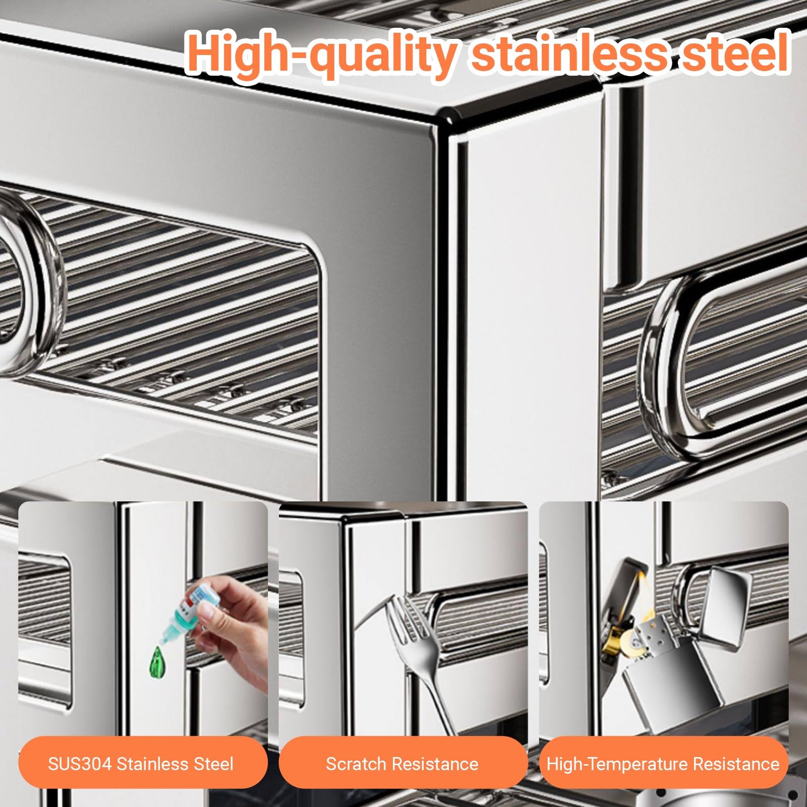 Escurridor de platos de acero inoxidable, organizador de vajilla de cocina de acero inoxidable, almacenamiento que ahorra espacio para platos, cuencos, vasos, cubiertos, solución de organización de