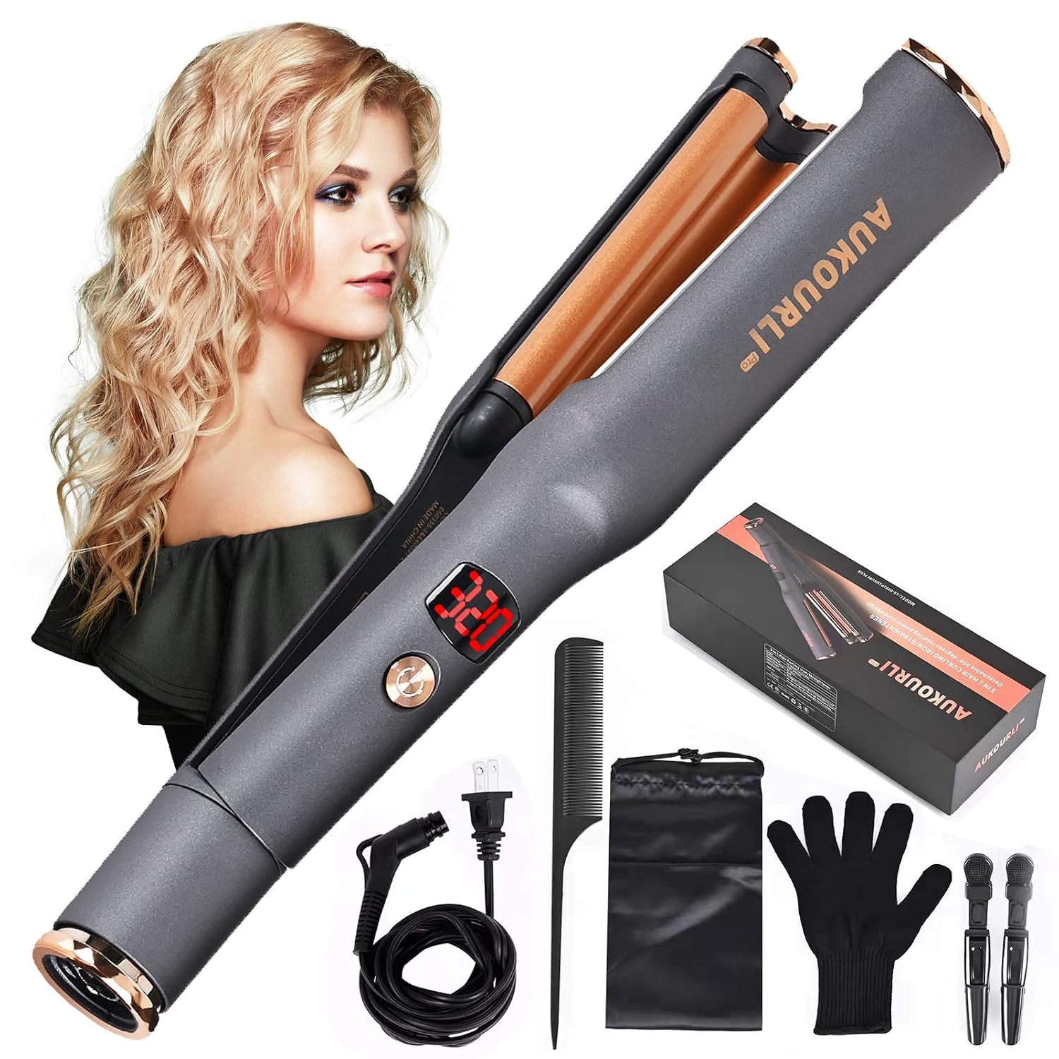5 in 1 Ceramic Curling Iron Wand Set, Hair Crimper Hair Straightener and Curler, Hot Tools Curling Iron, Adjust Temperatur... - Review, Price and Buying Guide
