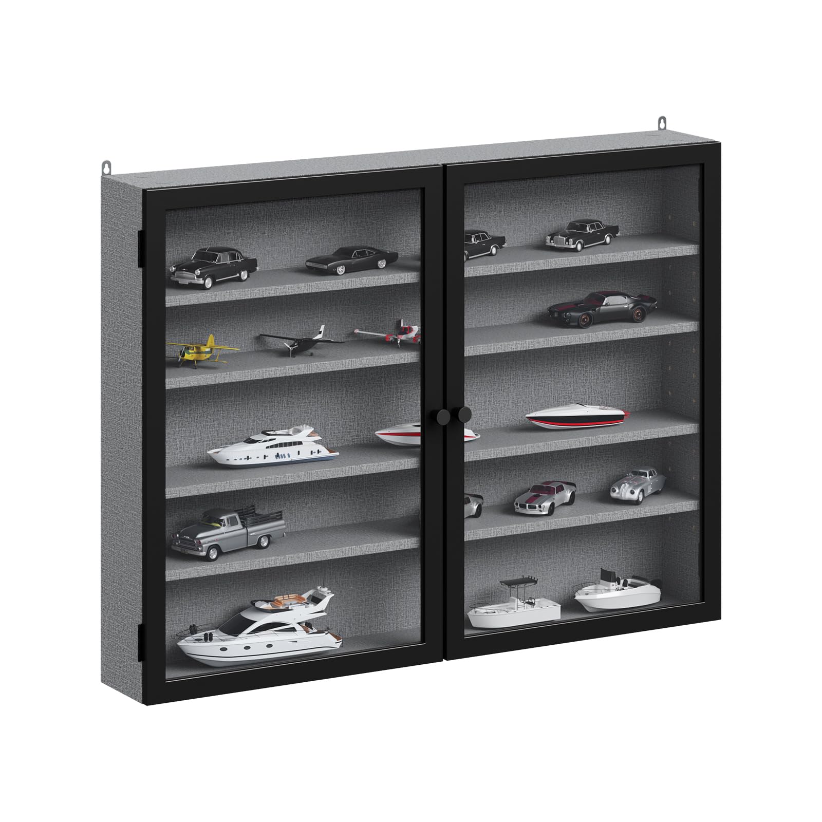 SoBuy Sammlervitrine 10cm tief 5 Ebenen Wandvitrine für Figuren, Modelle