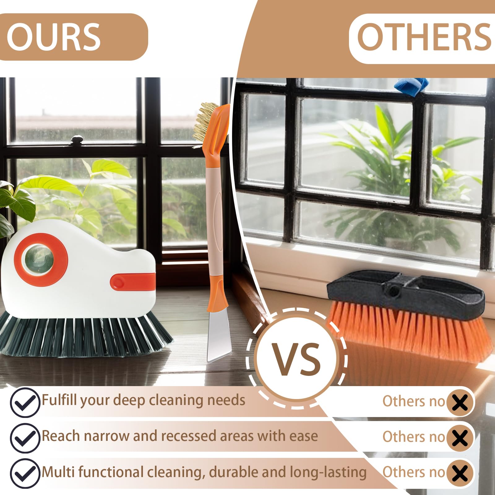 JIANGLAI Cleaning Brushes - 2 in 1 Window & Grout Cleaner -7
