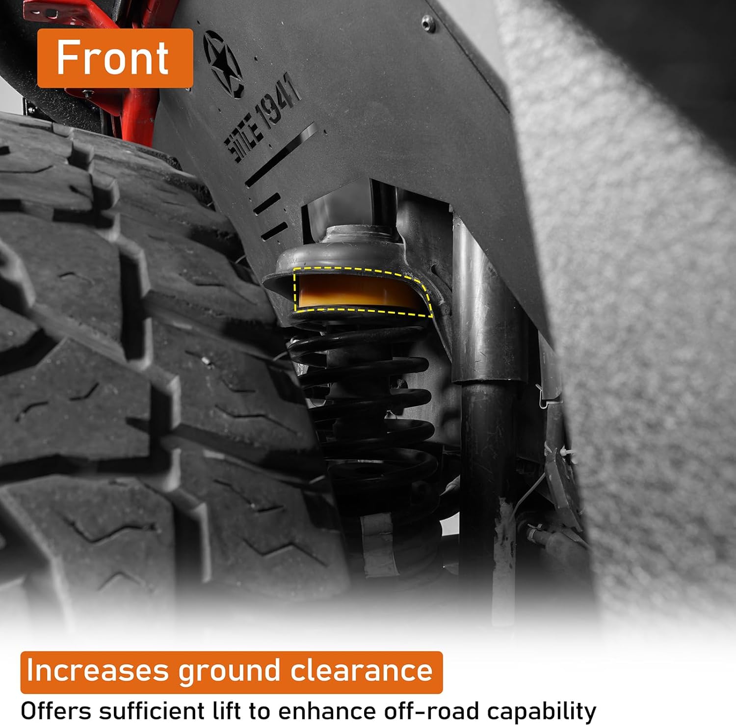 Hooke Road JK 1.5" Spacer Leveling Lift Kit Compatible with 2007-2018 Jeep Wrangler JK & Unlimited 2/4 Doors, Front & Rear Suspension Bump Stop Extensions Spacers - 4 PCS