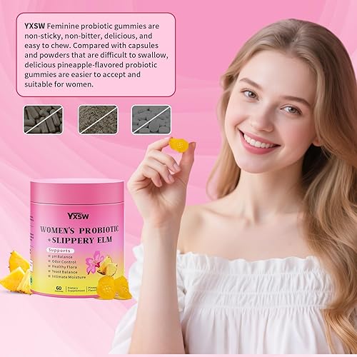 Miniatura 6 de Gomitas de olmo resbaladizo para mujer, sus jugosas gomitas de probióticos femeninos apoyan el equilibrio del pH, la salud intestinal y el sistema