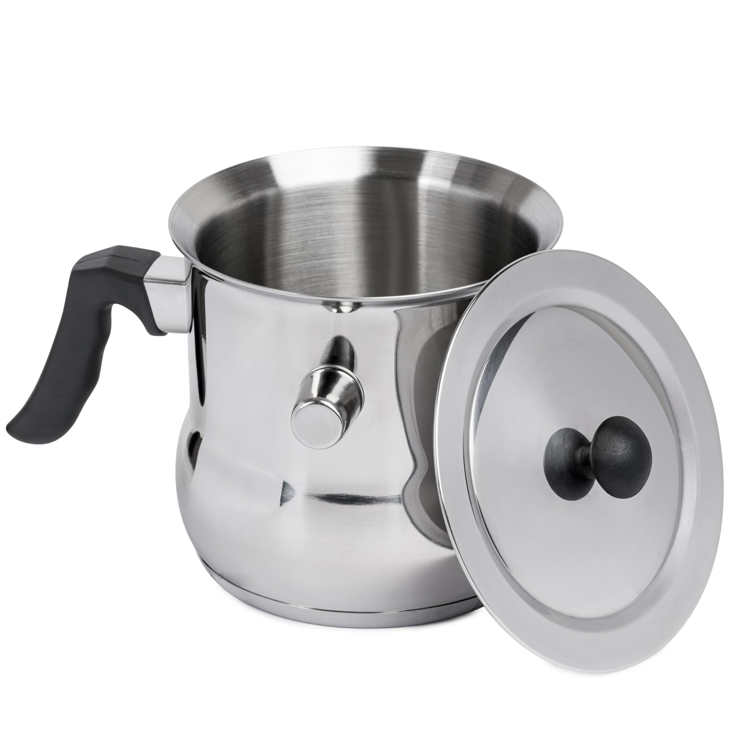 Casserole à lait anti-débordement à double paroi en inox avec poignée