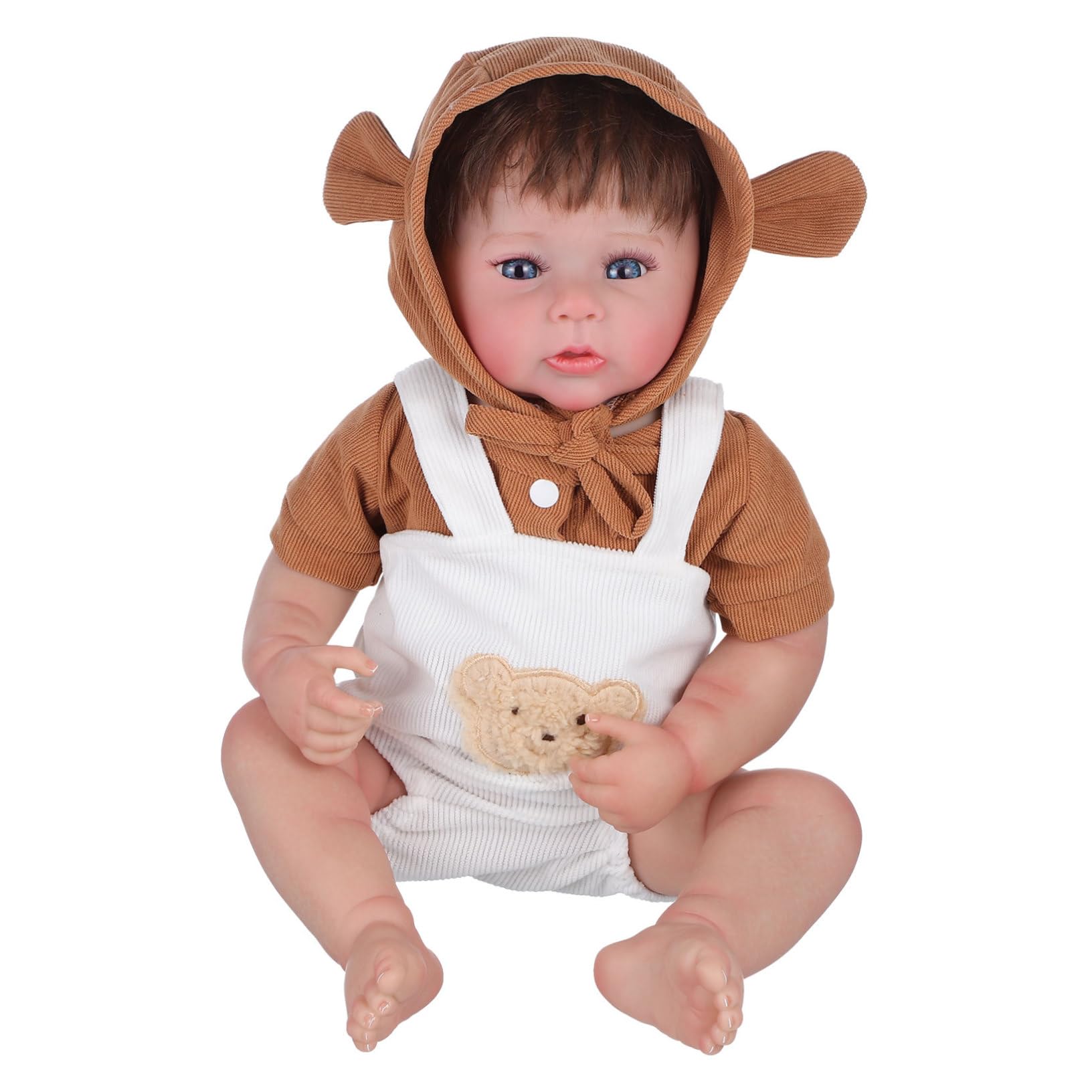 Hemobllo Poupée Réaliste 19 Pouces en Vinyle, 1 Pièce, Vêtements et Chapeau | Biberon, Tétine, Couches Fournis, Jeu de Rôle, Stimule la Créativité, Format Bébé, Présent d'Anniversaire