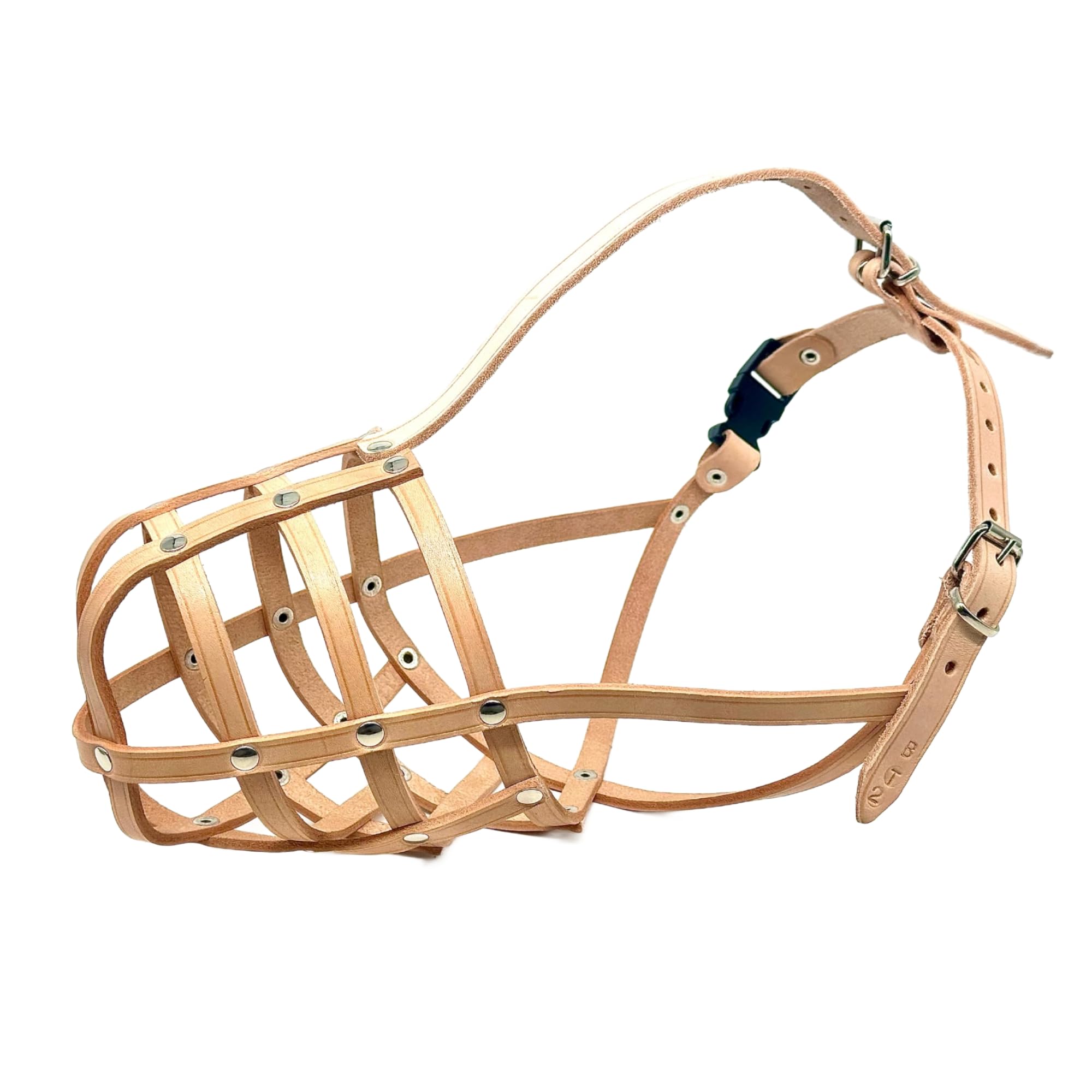 Light Leather dog muzzle Dobermann, Doberman Pinscher and Other similar snouts (D2, Beige)