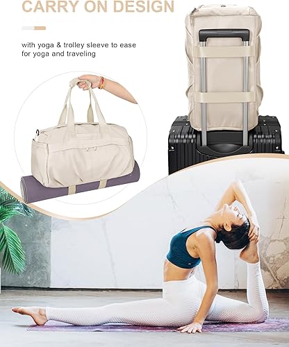 Miniatura 2 de Bolsa de gimnasio para mujeres y hombres con compartimento para zapatos, bolsa de lona deportiva, impermeable, para viajes, fin de semana, bolsa de