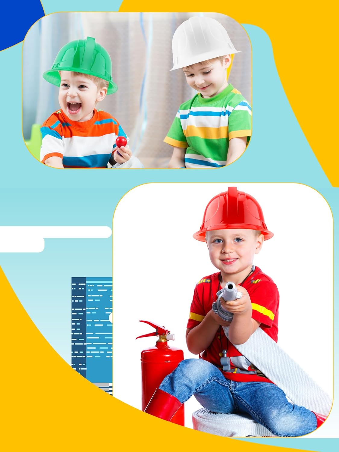 56 Pieces Kids Toy Construction Hats Bulk Plastic Construction Hats Worker Hard Hat for Boys Girls Party Supplies (Multicolor (8 Colors)) - Image 5