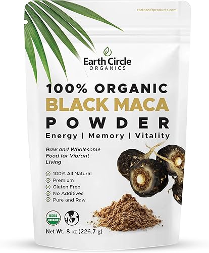 Polvo de raíz de maca negra orgánico ultra puro, crudo  Mezcla de superalimentos naturales  Vitaminas esenciales, minerales y ácidos grasos para una