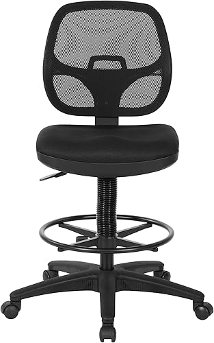 Miniatura 3 de Silla con respaldo de malla de lujo con pie ajustable Acero inoxidable Negro