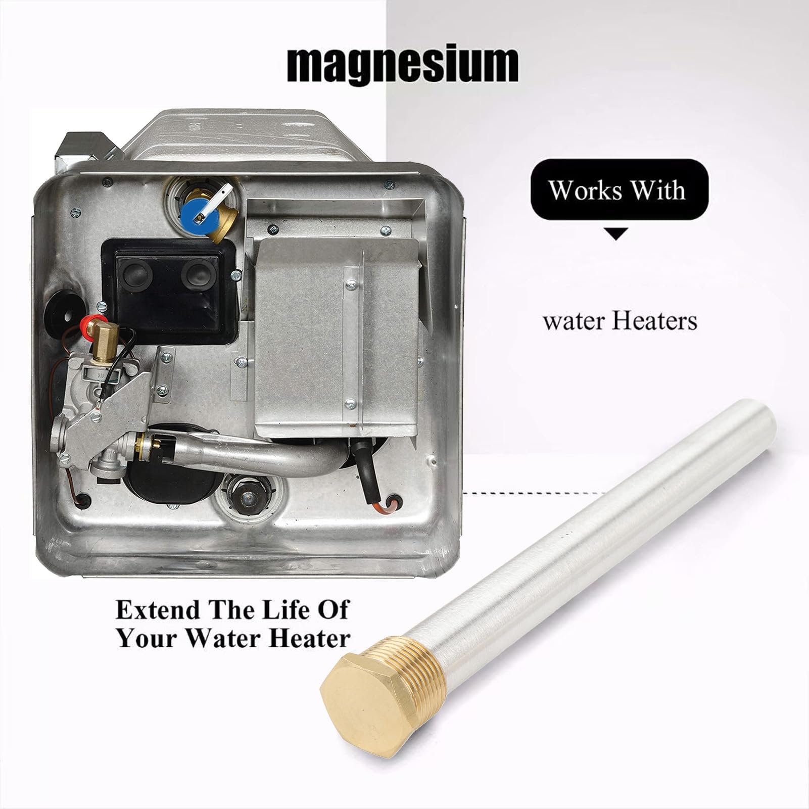 Assodo anodo di magnesio nutriente 3/4 pollici npt filo di ricambio in ottone ridotto di ricambio per acqua flessibile Protezione duratura a lungo termine per serbatoi d'acqua