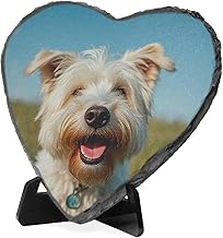 Personalised Heart Photo Slate Plaque 10cm x 10cm Image on Natural Rock with Display Stand - Heart-Shaped Keepsake Gift for Wedding, Memorial, Anniversary or Birthday